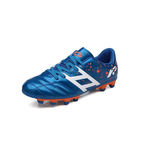 

Colisha Boys Non-slip Lace Up Jumping Sneakers Outdoor Wear-resistant Soccer Shoe Kids Round Toe Training Football Shoes Blue Long Cleats 10