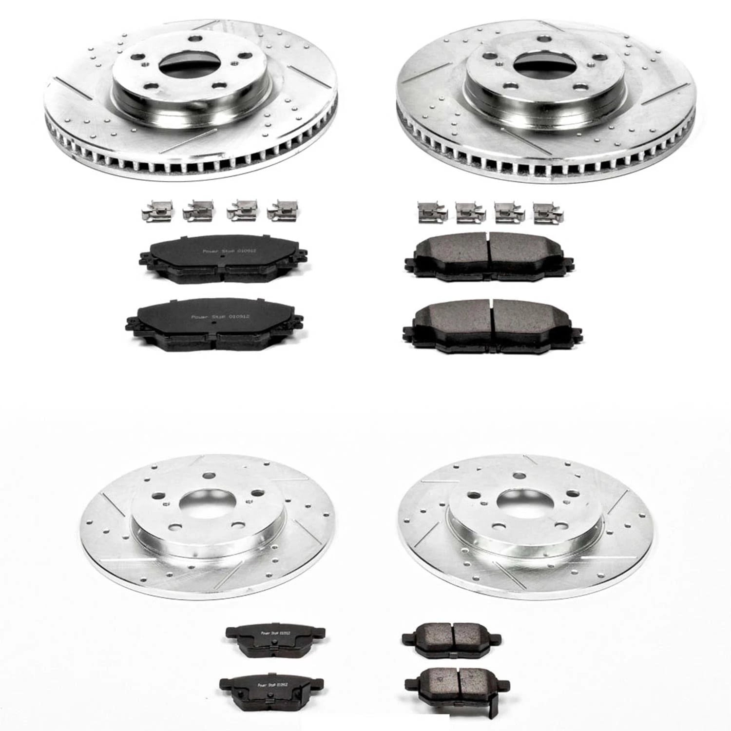 PowerStop Front and Rear Z23 Evolution Sport Carbon-Fiber Ceramic Brake Pad and Drilled & Slotted Rotor Kit Fits: PONTIAC TOYOTA Select Models K4142