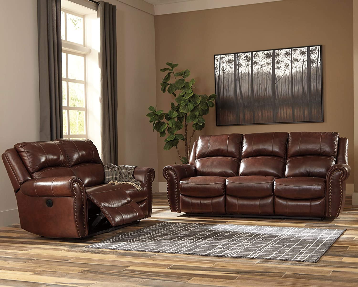 Ashley Furniture Leather Recliner Sofa Set Baci Living Room