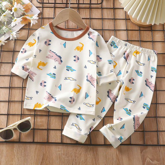 UAYOTSE Toddler Boys Thermal Style Long Sleeve Pajama Set, Comfort Long Sleeve Top and Matching Pants Outfit Size 18-24 Months