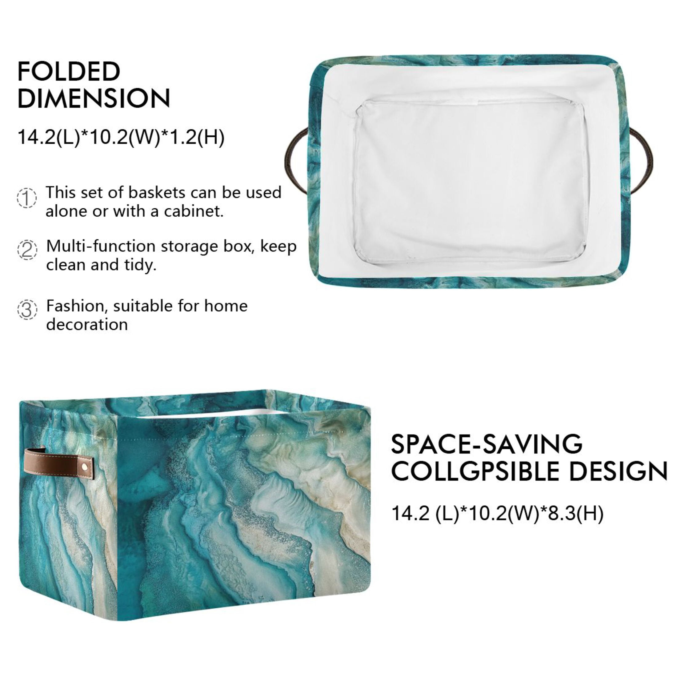 Rocky Shores Foldable Storage Basket,Canvas Fabric Foldable Storage Bins with Handles Open Home Storage Bins Boxes for Toy Book Shelf Closet Baskets