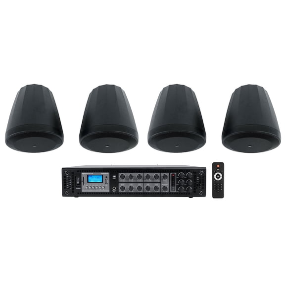(4) JBL Control 64P/T 4" 30w Commercial 70v Black Pendant Speakers Amplifier