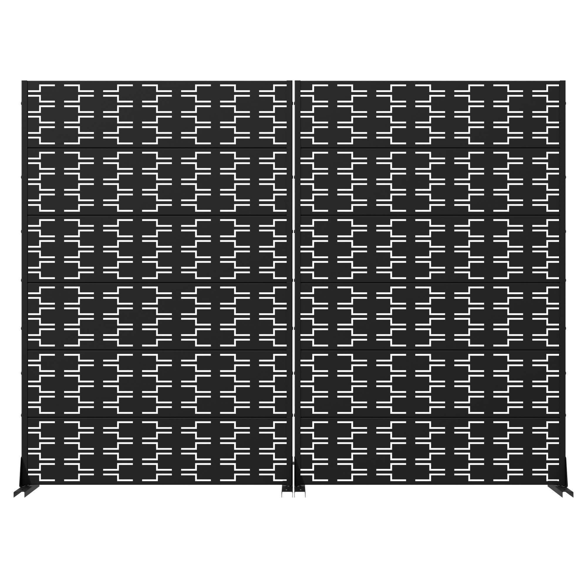 MAYEERTY 72x47 Black Double-sided Outdoor Natural Privacy Panel Screen, 6 Piece Set Natural Folding Divider for Backyard and Garden