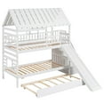 thumbnail image 4 of Bellemave House Bunk Bed with Trundle and Slide, Wood Twin Over Twin Bunk Beds with Storage Staircase, House Bunk Bed with Roof and Window Design for Teen（White), 4 of 9