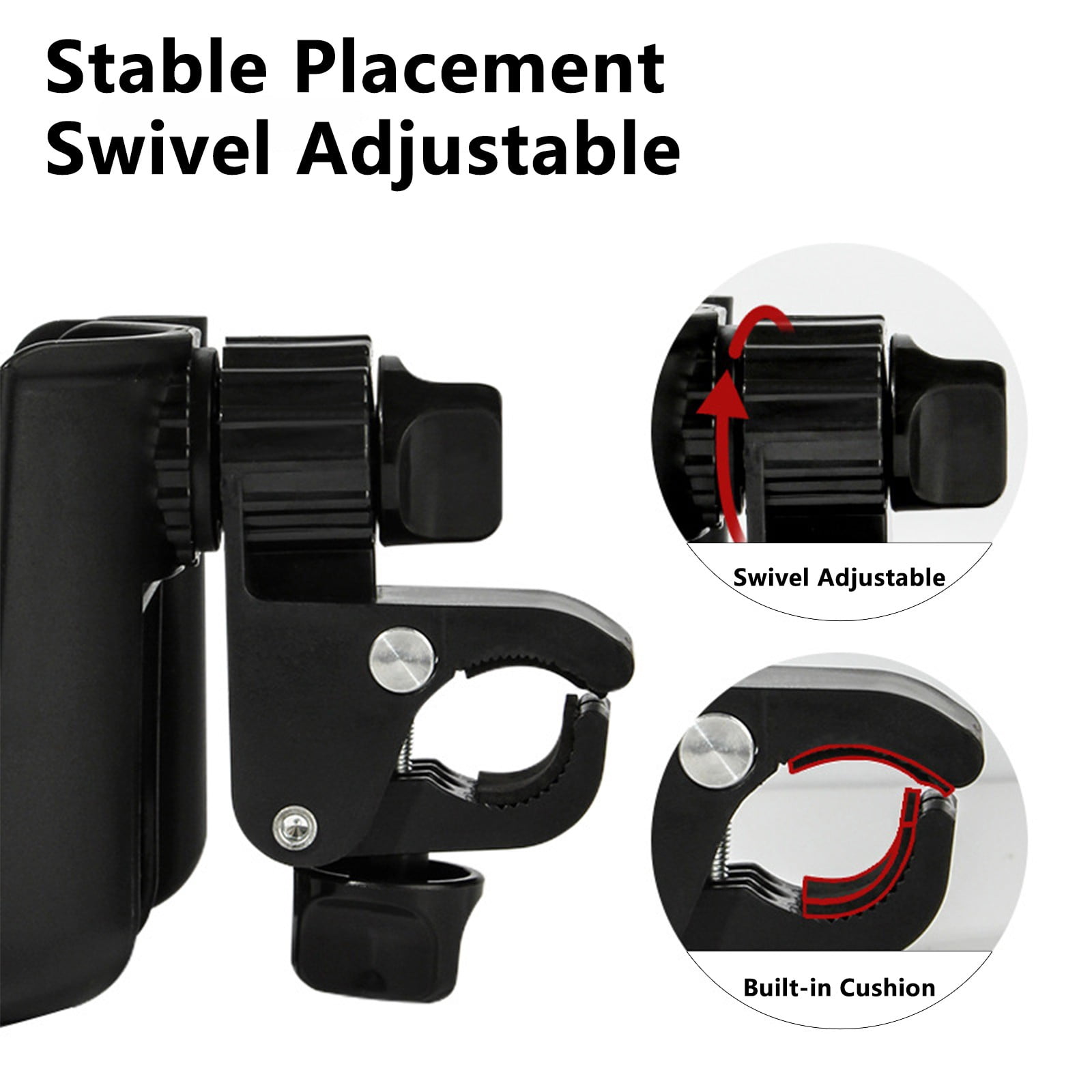 Yoziaaoa 5 pcs Bike Cup Holder for Walker, Stroller Cup Holder Attachment with Phone Holder, Wheelchair/Stroller Accessories for Rollator, Bike, Scooter, Travel Essential