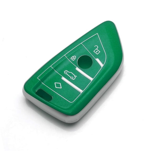 x xotic tech Matte Green TPU Flat Grain Leather Texture Key Fob Shell Cover Case, Compatible with BMW 2 3 5 6 7 Series X1 X2 X3 X4 X5 X6 X7 Z4 M3 M5 M6 G05 G20 G30 G80 4-Button Smart Keyless Entry Key