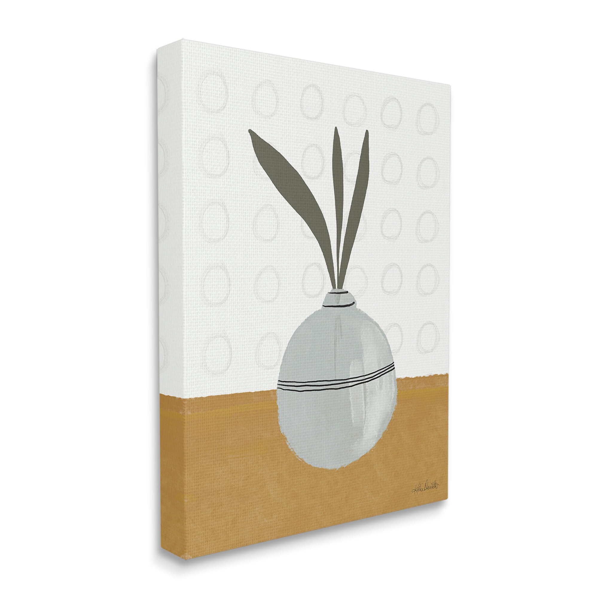 Stupell Industries Leaf Sprigs in Vase Botanical & Floral Painting Gallery Wrapped Canvas Art Print Wall Art, 16 x 20