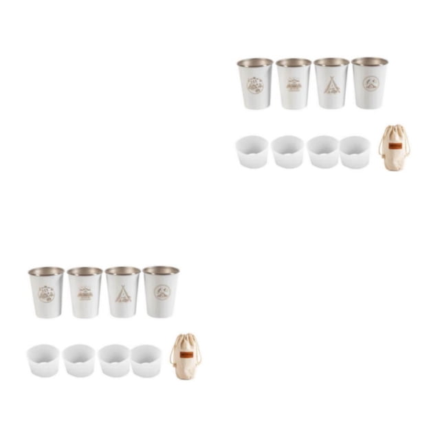 Sonducket Juego de 4 piezas de acero inoxidable, vaso de vino, taza de cerveza para exteriores, vasos de agua impresos para viajes, Camping, Type4 NO4