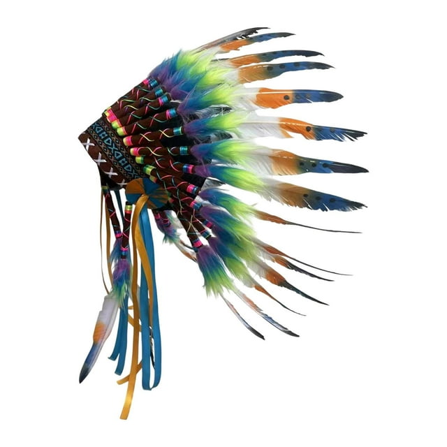 Tocado de plumas artificiales Diadema de adultos para el festival de actuación en el escenario