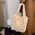 thumbnail image 3 of Bolso Hombro Felpa A La Con Asa Superior para Mujer Bolsos Mano Invierno (cuadros Beige), 3 of 9