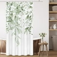thumbnail image 1 of Green Eucalyptus Shower Curtain, Watercolor Leaves on The Top Plant with Floral Bathroom Decoration Shower Curtain Sets 72x72 Inch with Hooks, 1 of 6