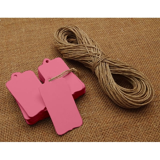 100 Pcs Rectangular Shape Tag Bonbonniere Wedding Favor Hang Tags Gift With Free Natural Jute Twine - Colors Available