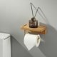 thumbnail image 2 of Soporte doble para papel higiénico de pared - Soporte decorativo de madera maciza de haya para baño con instalación adhesiva, esquinas redondeadas para baño y cocina (haya), 2 of 5