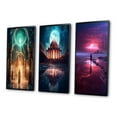 thumbnail image 3 of Designart "Revelation of Ancient Atlantis Mystery of Light" Abstract Landscape Framed Wall Art Set Of 3 - Gold Abstract Landscapes Frame Gallery Wall Set For Home Decor, 3 of 6