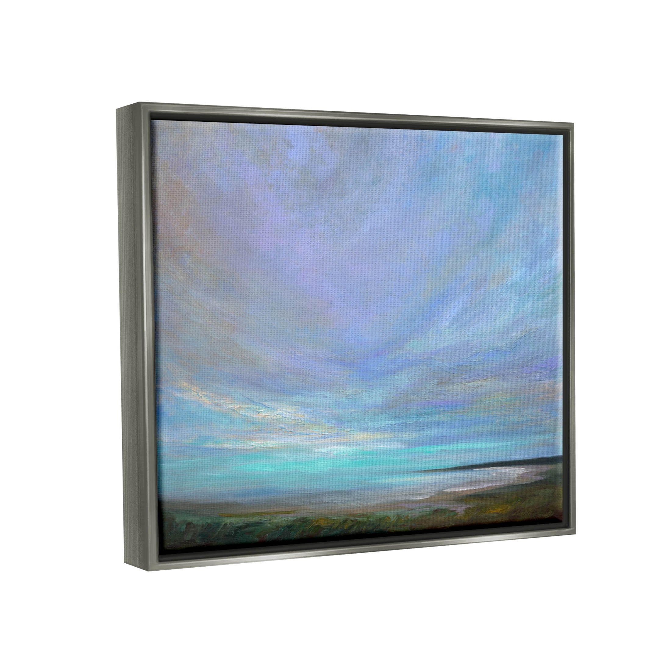 Stupell Industries Vast Panoramic Sky Horizon Painting Luster Gray Floating Framed Canvas Print Wall Art, Design by Sheila Finch