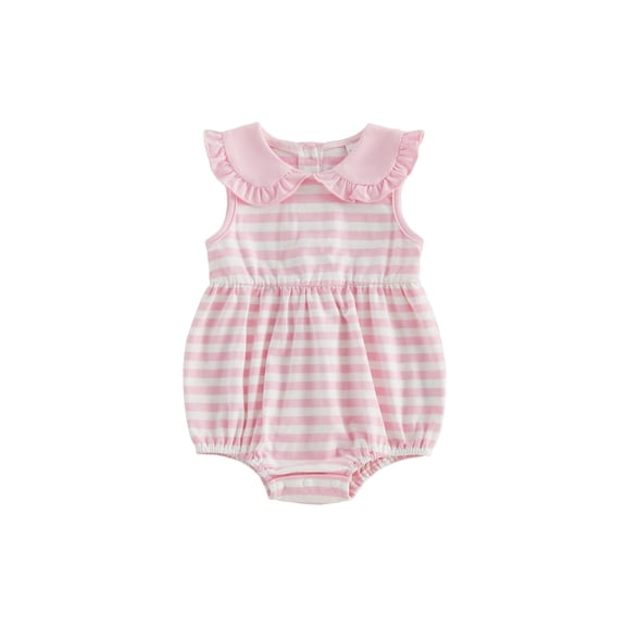 Cenuakty Baby 3M 6M 12M 18M Girl Summer Striped Romper Doll Collar Sleeveless Jumpsuit for Newborn Toddler Cute Clothes