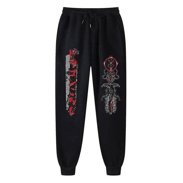 Pantalones de chándal con estampado de Anime Berserk para hombres, pantalones de Joggers atléticos, pantalones de forro polar casuales con bolsillos, disfraz de Cosplay, primavera y otoño