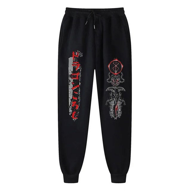 Pantalones de chándal con estampado de Anime Berserk para hombres, pantalones de Joggers atléticos, pantalones de forro polar casuales con bolsillos, disfraz de Cosplay, primavera y otoño