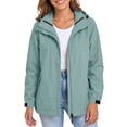 thumbnail image 2 of Plus Size Women's Detachable Hood Windbreaker Jacket, Waterproof Lightweight Packable Full‑Zip Coat with Pockets, Hiking Outerwear for Travel Camping Daily Commute, 2 of 7