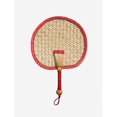 thumbnail image 1 of Abanico tejido a mano, abanico de paja de trigo de verano, abanico grande de hojas de espadaña, abanico antiguo de verano con manivela, repelente de mosquitos para bebés, abanico envolvente de colores, 1 of 5