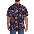 thumbnail image 3 of Lsque rainbow color Skull mushroom print Men's Cuban Collar Short Sleeve Shirt Summer Beachwear Casual Button Down Fashionable Vacation Leisure Shirt-Medium, 3 of 7