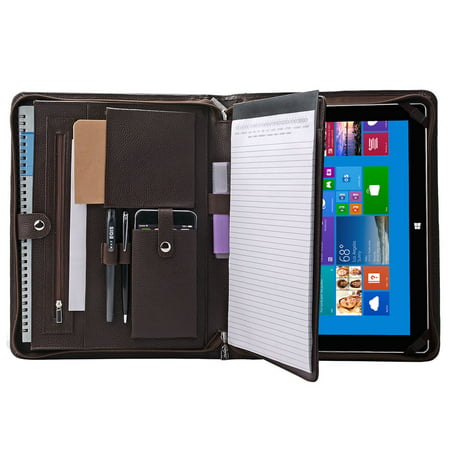 Leather Zippered Padfolio Case for the New Surface Pro 6/ Pro 5/Pro 4, A4