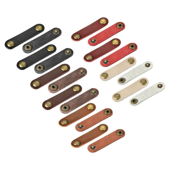 Uxcell Leather Cable Straps Cord Organizer Cable Ties Portable Cable Management, 5 Colors, Pack of 20