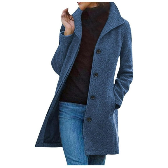 Women's Longline Solid Wool Coat Winter Warm Outerwear Elegant Anorak Jacket for Autumn and Cold Weather
