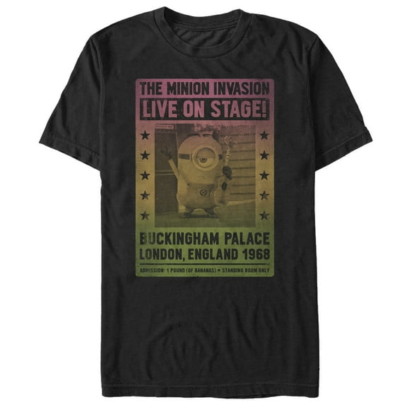 Men's Despicable Me Minion Live on Stage Poster  Graphic Tee Black 3X Large