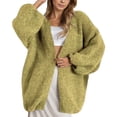 thumbnail image 2 of Cardigan Sweaters for Women Fall Winter Long Lantern Sleeve Loose Casual Open Front Fuzzy Sweater Coats Outerwear, 2 of 5