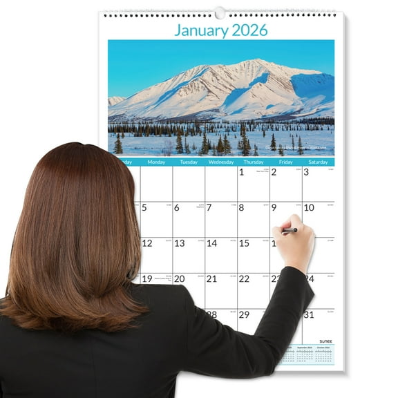SUNEE 2026 Wall Calendar Large 22.75"x15.5" – 21-Month Vertical Monthly Calendar from October 2025 to June 2027, Extra Large Planner, National Parks Design for Wall Use at Home or Off