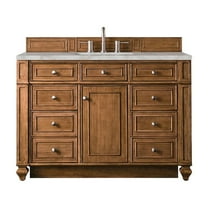 James Martin Vanities 48" Single Vanity, Saddle Brown w/ 3 CM Victorian Silver Quartz Top