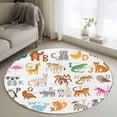 thumbnail image 3 of 4ft Washable Round Rug, Animal Alphabets Non-Slip Circle Area Rug for Living Room Bedroom, Cartoon Colorful Simple Cute Animals Letters Indoor Floor Mat for Home Decor, 3 of 9