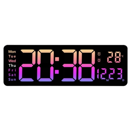 Beiled 16in Digital Wall Clock, Black, Remote, Temperature