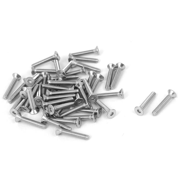 Tornillos de cabeza plana de acero inoxidable 304 con cabeza hexagonal empotrada M2 x 12mm, 50 piezas