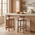 thumbnail image 6 of Guyou Bar Stools Set of 2, Mid Century Modern 30" Armless Island Bar Stools with Curved Back and Wooden Frame, Round Kitchen Stools with Footrest for Restaurant Bar Kitchen Island, Beige, 6 of 14
