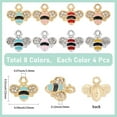 thumbnail image 2 of 1 Box 32Pcs 8 Colors Rhinestone Bee Charms Bulk Gold Honey Bee Charm Small Mixed Silver Yellow Alloy Enamel Spring Insect Pendants, 2 of 5