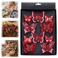 thumbnail image 6 of 10 Pack Glitter Butterfly Decorations, Christmas Tree Butterfly Ornaments, Artificial Butterflies with Clip for Xmas Party Wreath Garland Decor, 3 Sizes 3D Butterfly Hanging Decor,Red, 6 of 6