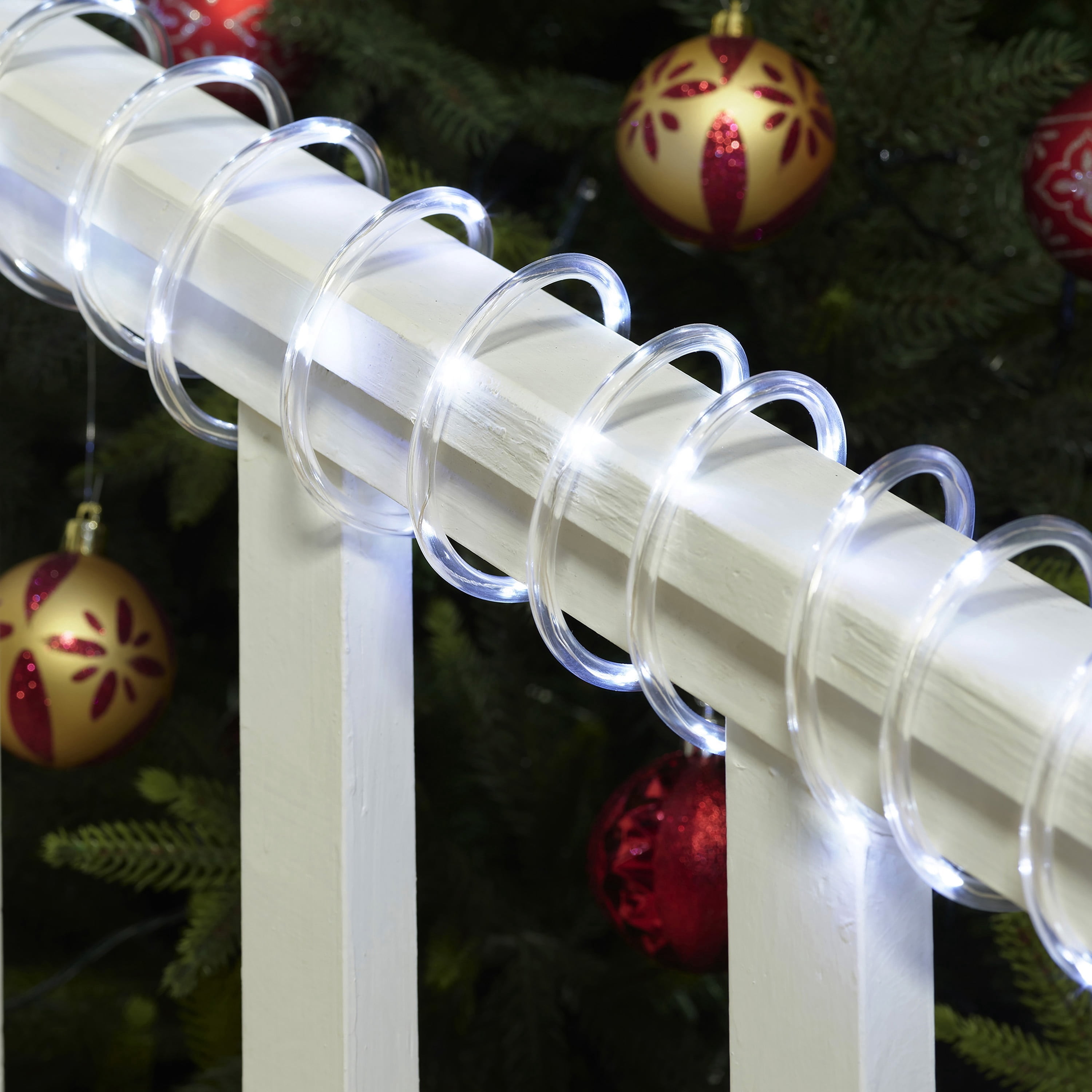 Indoor/Outdoor Battery-Operated LED Mini Christmas Rope Lights, Cool White, Transparent Wire, 16.5', by Holiday Time