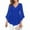 Blue, variant on Women's Satin Silky Cowl Neck Drape Ruched Front Long Sleeve Blouse Shirt Top Casual Dressy Loose Clothing