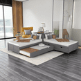 thumbnail image 4 of Twin Bed Frames, L-Shaped Platform Bed with Trundle and Drawers Linked with Built-in Desk, Twin, 4 of 5