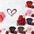 thumbnail image 5 of Jewelreauty Women Valentine's Day Shirts Short Sleeve Letter Heart Graphic T-Shirts Casual Pullover Tunic Tops (M, D Black), 5 of 5