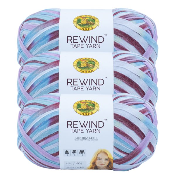 Lion Brand Yarn Rewind Valerian Tape Bulky Polyester, Viscose Multicolor Yarn 3 Pack Walmart