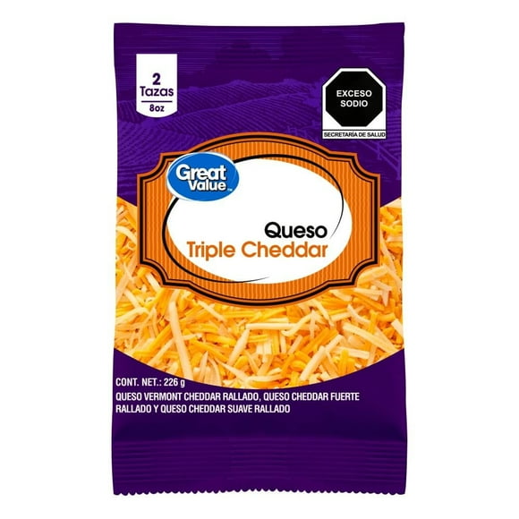 Queso Great Value triple cheddar 226 g