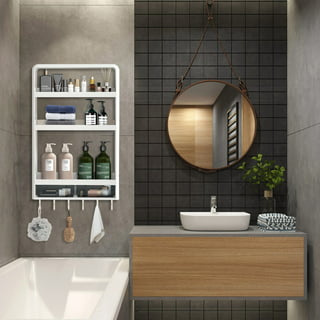 Wall Floating Shelves for Skincare Bathroom Shelf Organizer Toilet Shelf 40x10x70.5cm, White