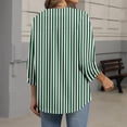 thumbnail image 3 of Bbyeadc Button Up Shirts for Women 3/4 Length Sleeve V Neck Top Striped Print Lightweight Top Casual Loose Spring Shirts,Cyan(L), 3 of 5