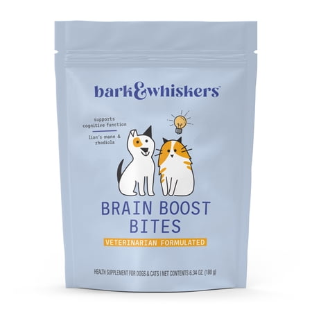 Dr. Mercola Bark & Whiskers Brain Boost Bites, 6.34 oz, 1 bag, Gluten Free, Soy Free, Non-GMO