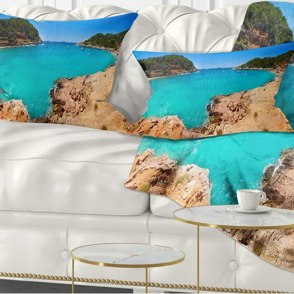 Designart Saladeta Ibiza in San Antonio - Modern Seascape Throw Pillow - 12x20