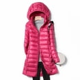 thumbnail image 6 of Winter Down Coat with Storage Bag Thickened Padded Plush Hood Mid Length Windproof Long Sleeves Windproof Warm Daily Outwear Cotton Jacket, 6 of 7