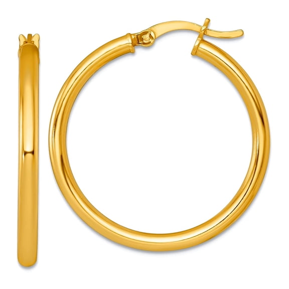 925 Sterling Silver Gold-tone Polished 2.5mm Round Hoop Earrings 31x29.7mm Wide 2.5mm Thick Hoop Earring for Women